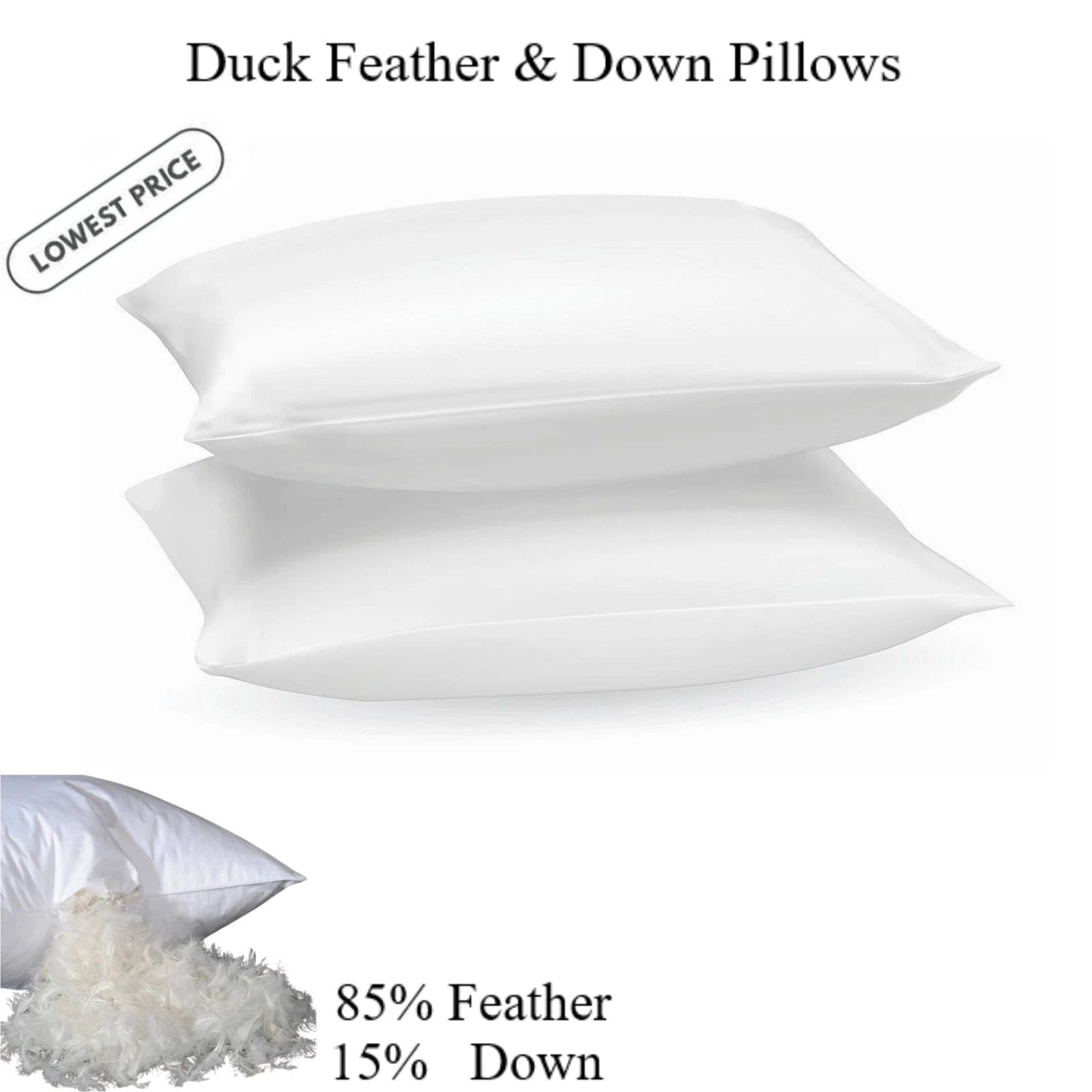 Duck Feather&Down Pillows Extra Filled Bed Pillow 